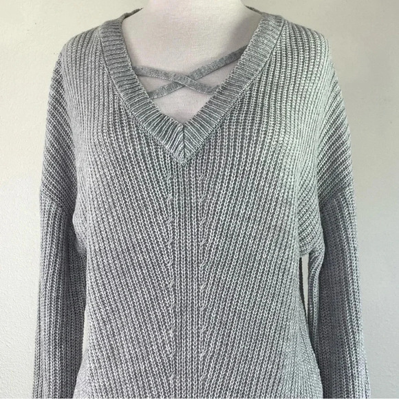 FREE FOR ALL Women's Cable Knit Sweater Chunky Pullover Oversized Size S Gray - Picture 2 of 12